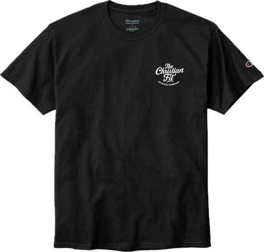 Psalms 23:4 Courage Tee — Champion Black Classic