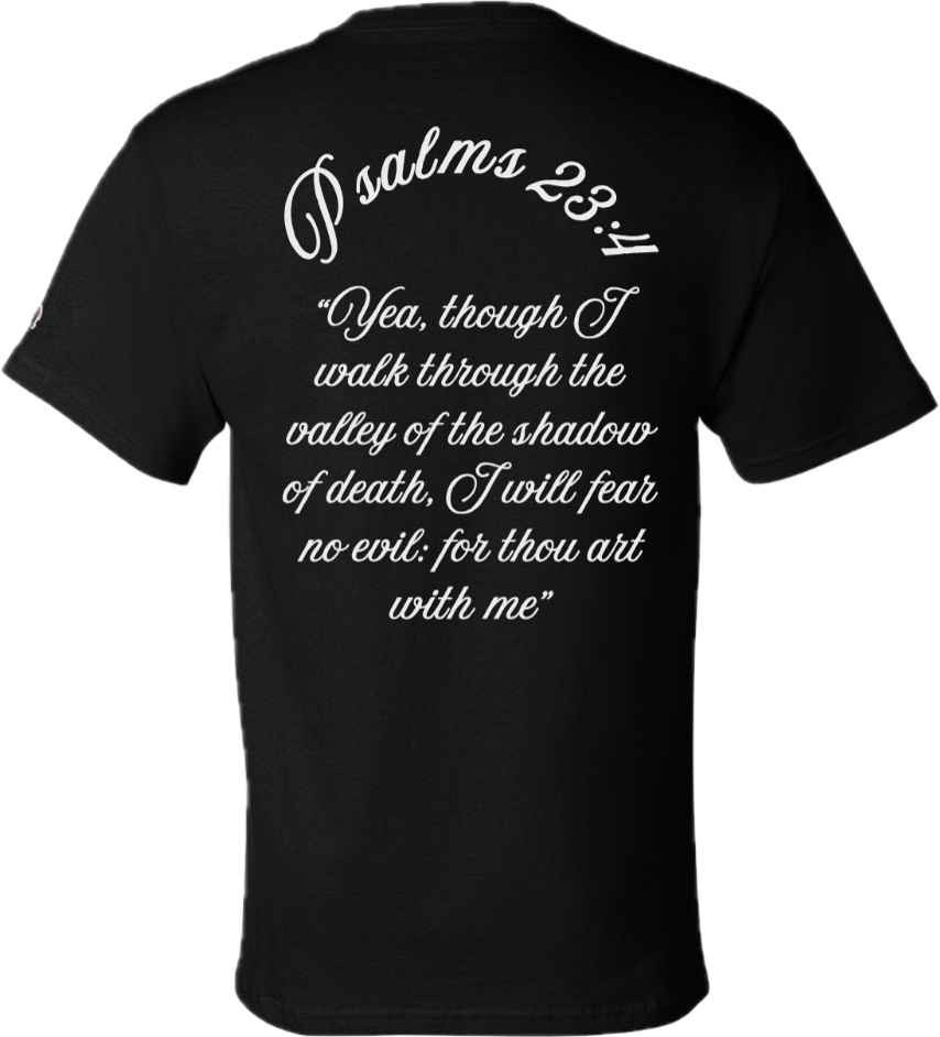 Psalms 23:4 Courage Tee — Champion Black Classic